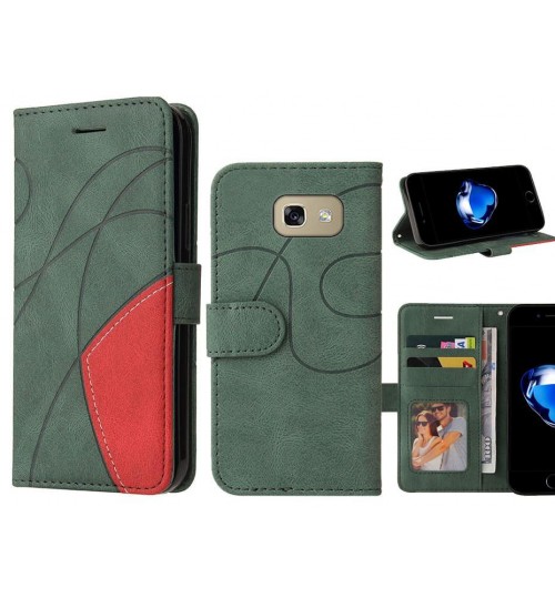 Galaxy A5 2017 Case Wallet Premium Denim Leather Cover - Green