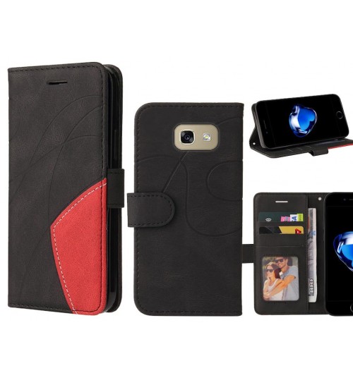 Galaxy A5 2017 Case Wallet Premium Denim Leather Cover - Black