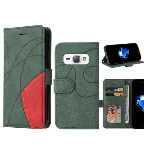 Galaxy J1 2016 Case Wallet Premium Denim Leather Cover - Green