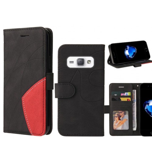 Galaxy J1 2016 Case Wallet Premium Denim Leather Cover - Black