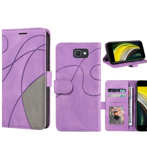 Galaxy J7 Prime Case Wallet Premium Denim Leather Cover - Purple