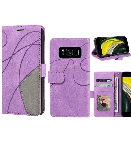 Galaxy S8 Case Wallet Premium Denim Leather Cover - Purple