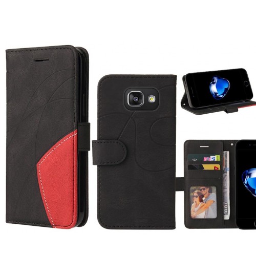 Galaxy A3 2016 Case Wallet Premium Denim Leather Cover - Black