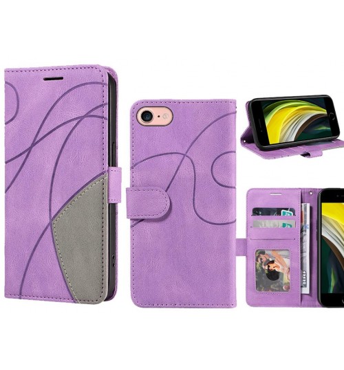Iphone 7 Case Wallet Premium Denim Leather Cover - Purple
