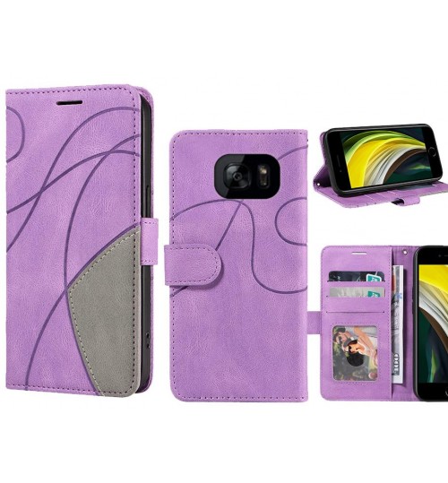 Galaxy S7 Edge Case Wallet Premium Denim Leather Cover - Purple