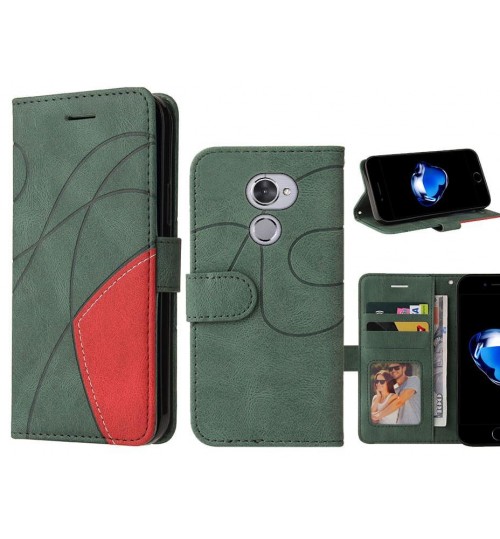Vodafone V8 Case Wallet Premium Denim Leather Cover - Green