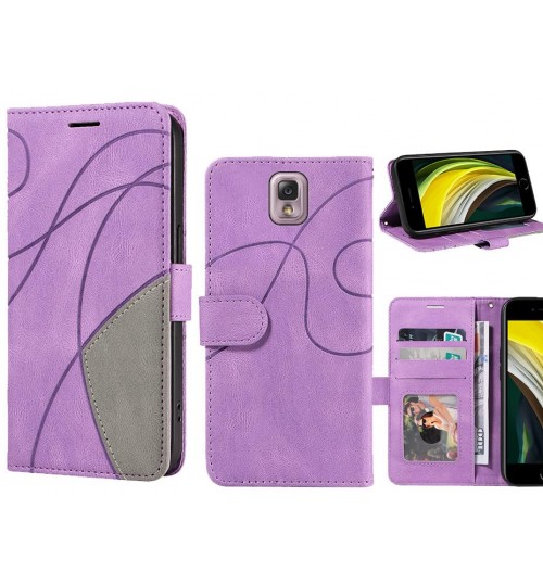 Galaxy Note 3 Case Wallet Premium Denim Leather Cover - Purple