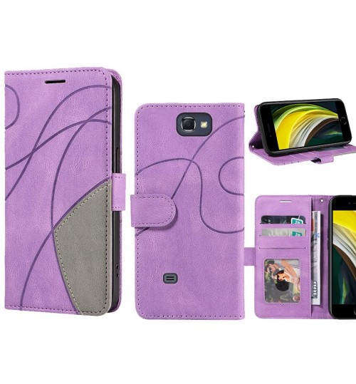 Galaxy Note 2 Case Wallet Premium Denim Leather Cover - Purple