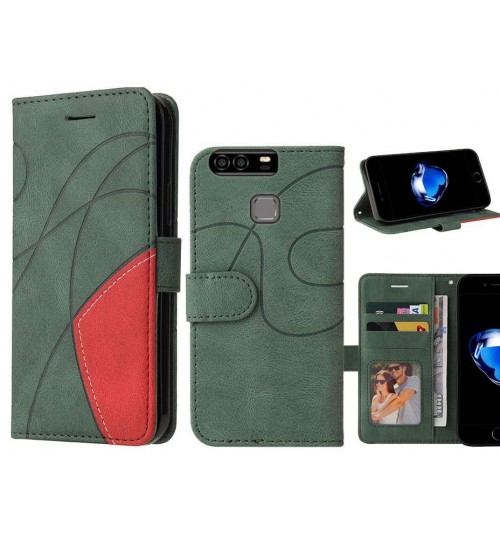 Huawei P9 Case Wallet Premium Denim Leather Cover - Green