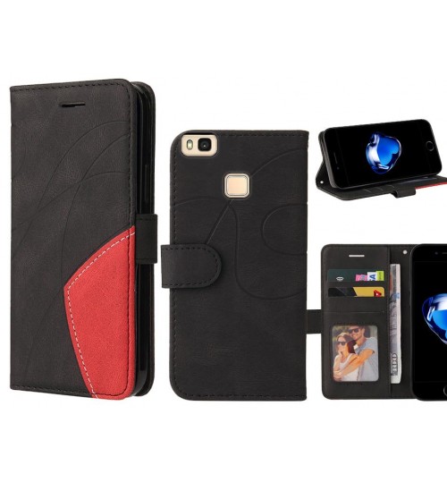 Huawei P9 Lite Case Wallet Premium Denim Leather Cover - Black