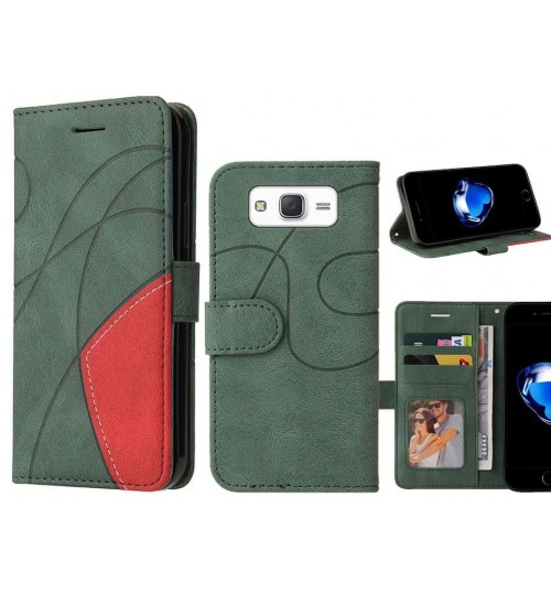 Galaxy J5 Case Wallet Premium Denim Leather Cover - Green