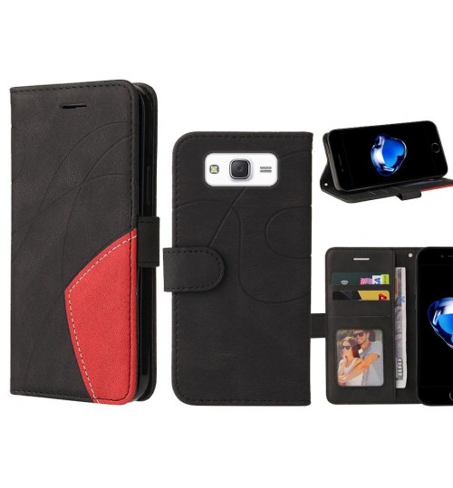 Galaxy J5 Case Wallet Premium Denim Leather Cover - Black