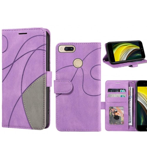 Xiaomi Mi A1 Case Wallet Premium Denim Leather Cover - Purple