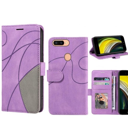Oppo R11s Plus Case Wallet Premium Denim Leather Cover - Purple