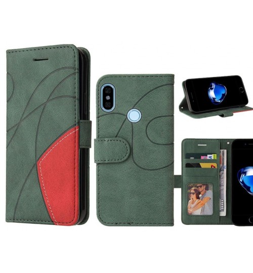 Xiaomi Redmi Note 5 Case Wallet Premium Denim Leather Cover - Green