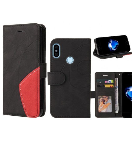 Xiaomi Redmi Note 5 Case Wallet Premium Denim Leather Cover - Black