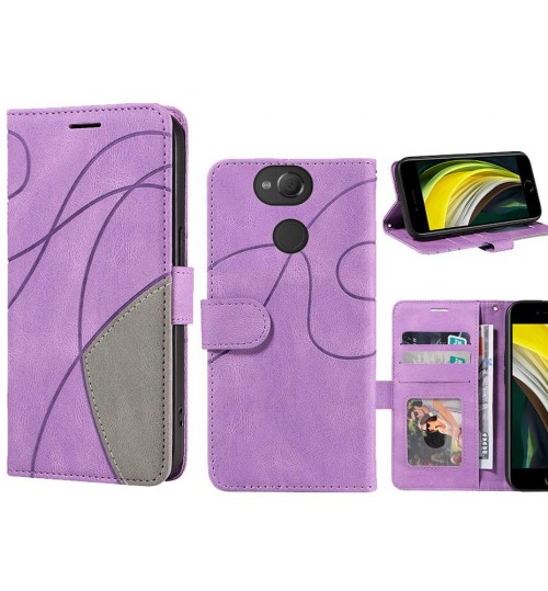 Sony Xperia Xa2 Case Wallet Premium Denim Leather Cover - Purple