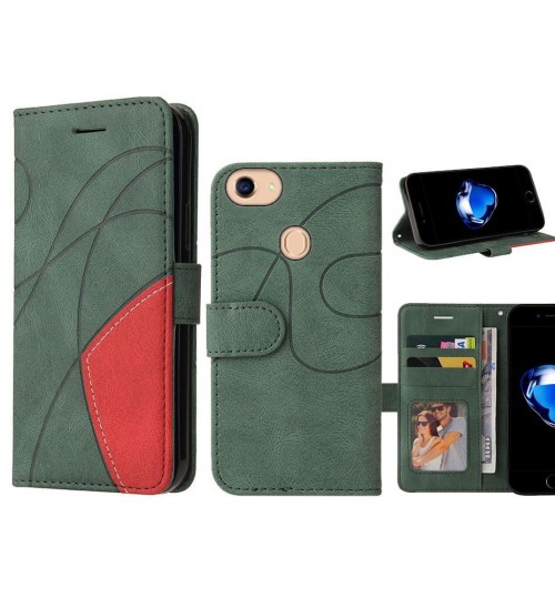 Oppo A75 Case Wallet Premium Denim Leather Cover - Green