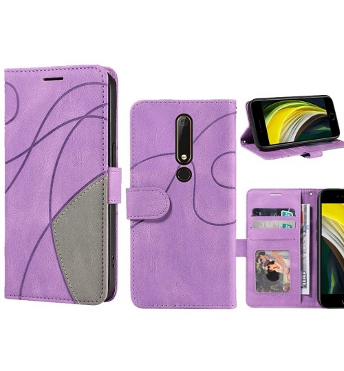 Nokia 6.1 Case Wallet Premium Denim Leather Cover