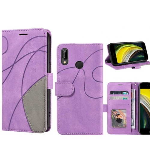 Huawei P20 Lite Case Wallet Premium Denim Leather Cover - Purple