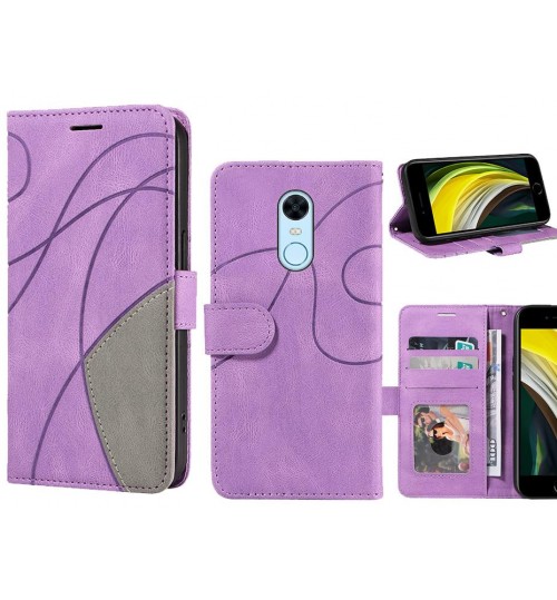 Xiaomi Redmi 5 Plus Case Wallet Premium Denim Leather Cover - Purple