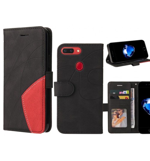 Oppo R15 Pro Case Wallet Premium Denim Leather Cover - Black