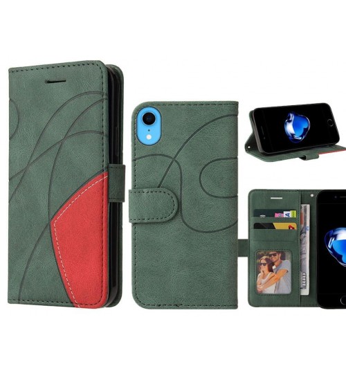 Iphone Xr Case Wallet Premium Denim Leather Cover - Green