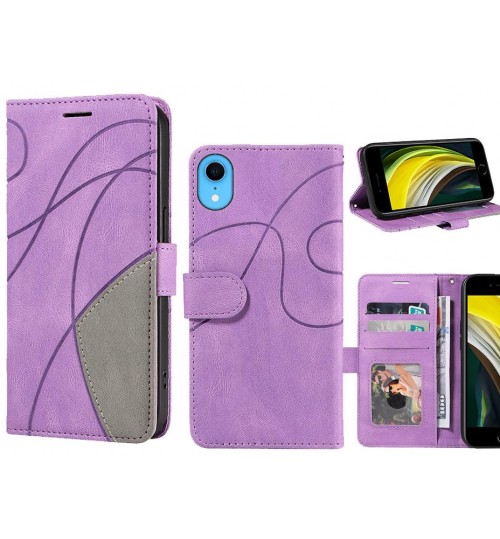 Iphone Xr Case Wallet Premium Denim Leather Cover - Purple