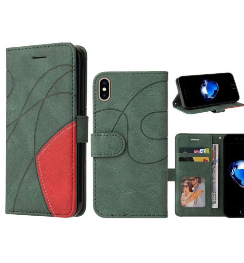 Iphone Xs Max Case Wallet Premium Denim Leather Cover - Green