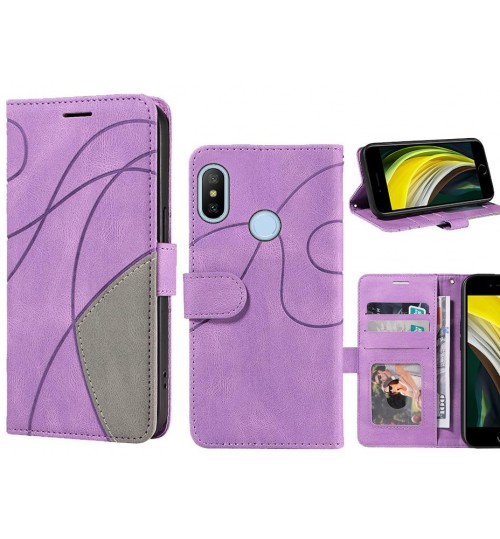 Xiaomi Mi A2 Case Wallet Premium Denim Leather Cover - Purple