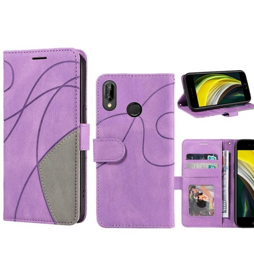 Huawei Nova 3e Case Wallet Premium Denim Leather Cover - Purple