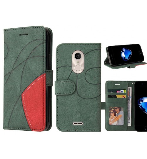 Alcatel 3c Case Wallet Premium Denim Leather Cover - Green