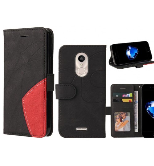 Alcatel 3c Case Wallet Premium Denim Leather Cover - Black