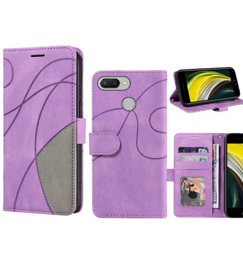 Xiaomi Redmi 6 Case Wallet Premium Denim Leather Cover - Purple