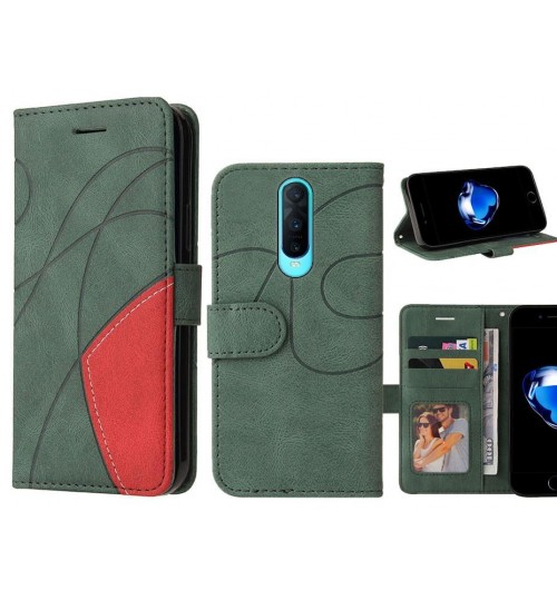 Oppo R17 Pro Case Wallet Premium Denim Leather Cover - Green