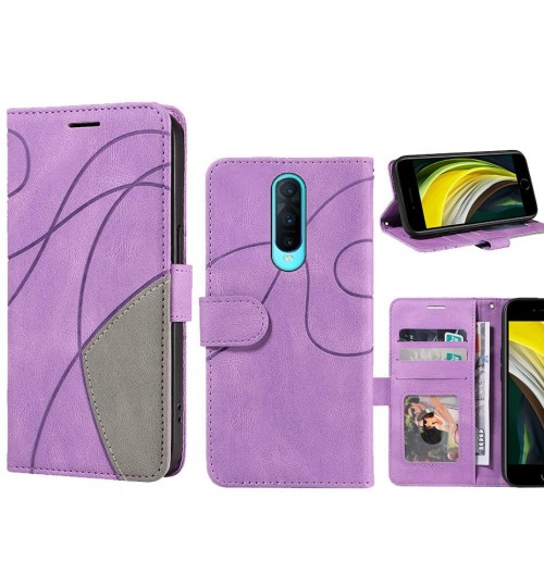 Oppo R17 Pro Case Wallet Premium Denim Leather Cover - Purple