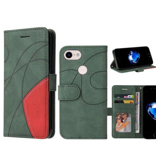 Google Pixel 3 Case Wallet Premium Denim Leather Cover - Green