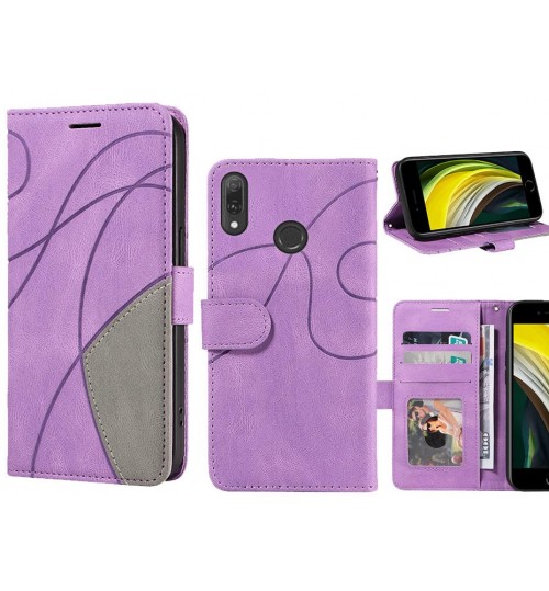 Huawei Y9 2019 Case Wallet Premium Denim Leather Cover - Purple