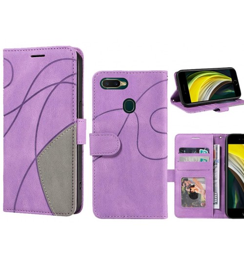 Oppo Ax7 Case Wallet Premium Denim Leather Cover - Purple