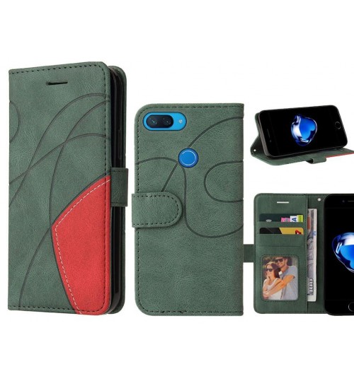 Xiaomi Mi 8 Lite Case Wallet Premium Denim Leather Cover - Green