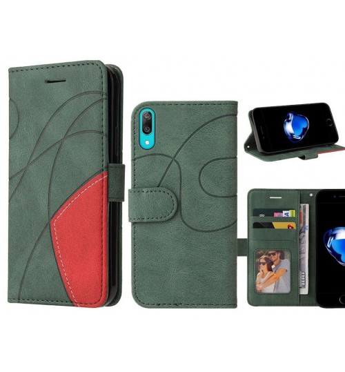 Huawei Y7 Pro 2019 Case Wallet Premium Denim Leather Cover - Green