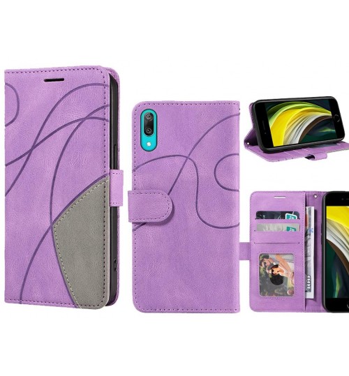 Huawei Y7 Pro 2019 Case Wallet Premium Denim Leather Cover - Purple