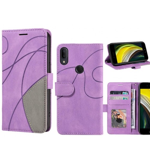 Alcatel 3v Case Wallet Premium Denim Leather Cover - Purple