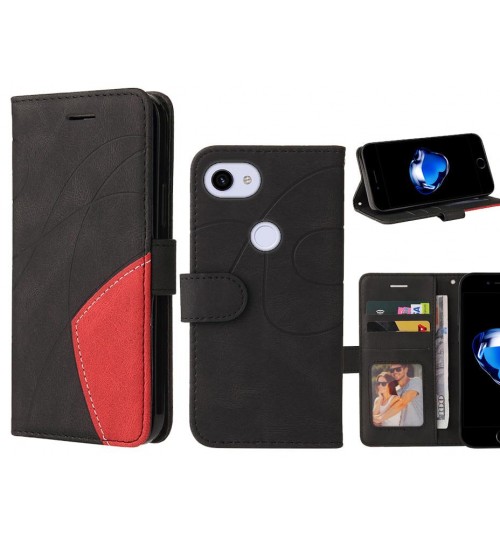 Google Pixel 3a Case Wallet Premium Denim Leather Cover - Black