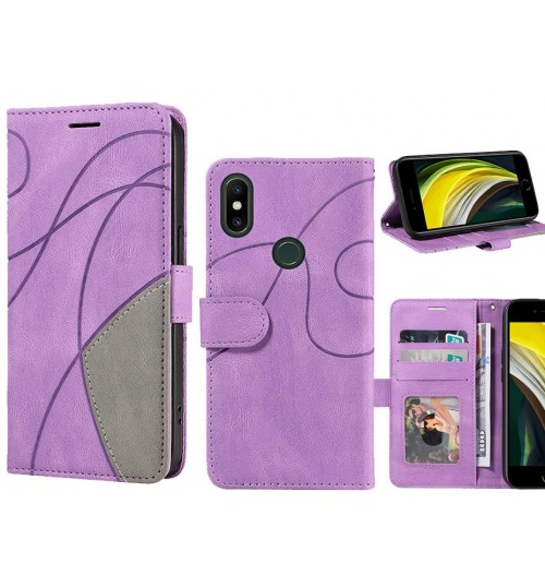 Xiaomi Mi Mix 2s Case Wallet Premium Denim Leather Cover - Purple