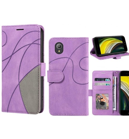 Vodafone E9 Case Wallet Premium Denim Leather Cover - Purple