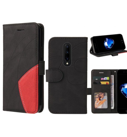Oneplus 7 Pro Case Wallet Premium Denim Leather Cover - Black