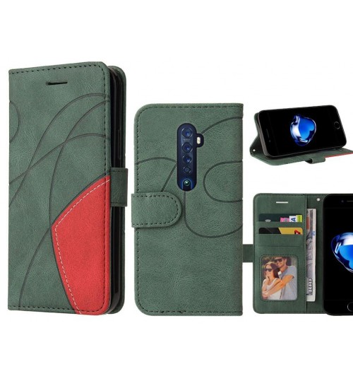 Oppo Reno 2 Case Wallet Premium Denim Leather Cover - Green