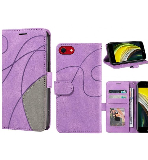 Iphone Se 2020 Case Wallet Premium Denim Leather Cover - Purple