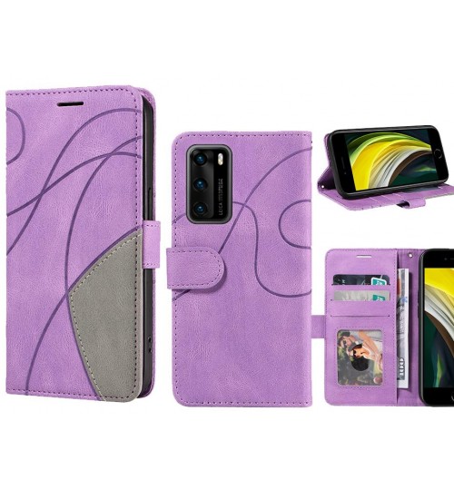 Huawei P40 Case Wallet Premium Denim Leather Cover - Purple